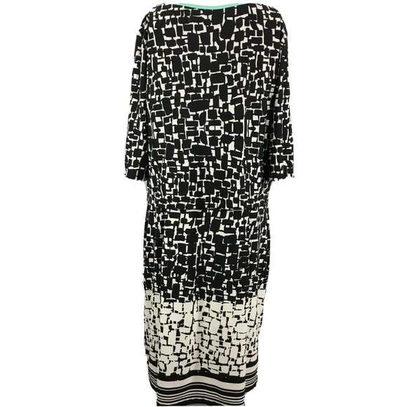 NWT‎ Sandra Darren Dress Womens Sz 16 Black White Patterned Stretch Short Sleeve - Picture 3 of 11